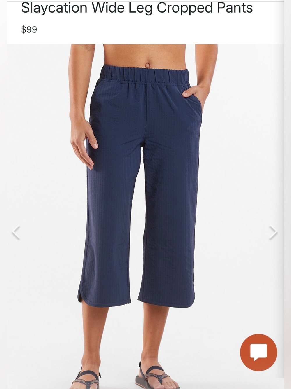 Title Nine Slaycation Blue Elastic Waist Pull-On wide leg capri size L